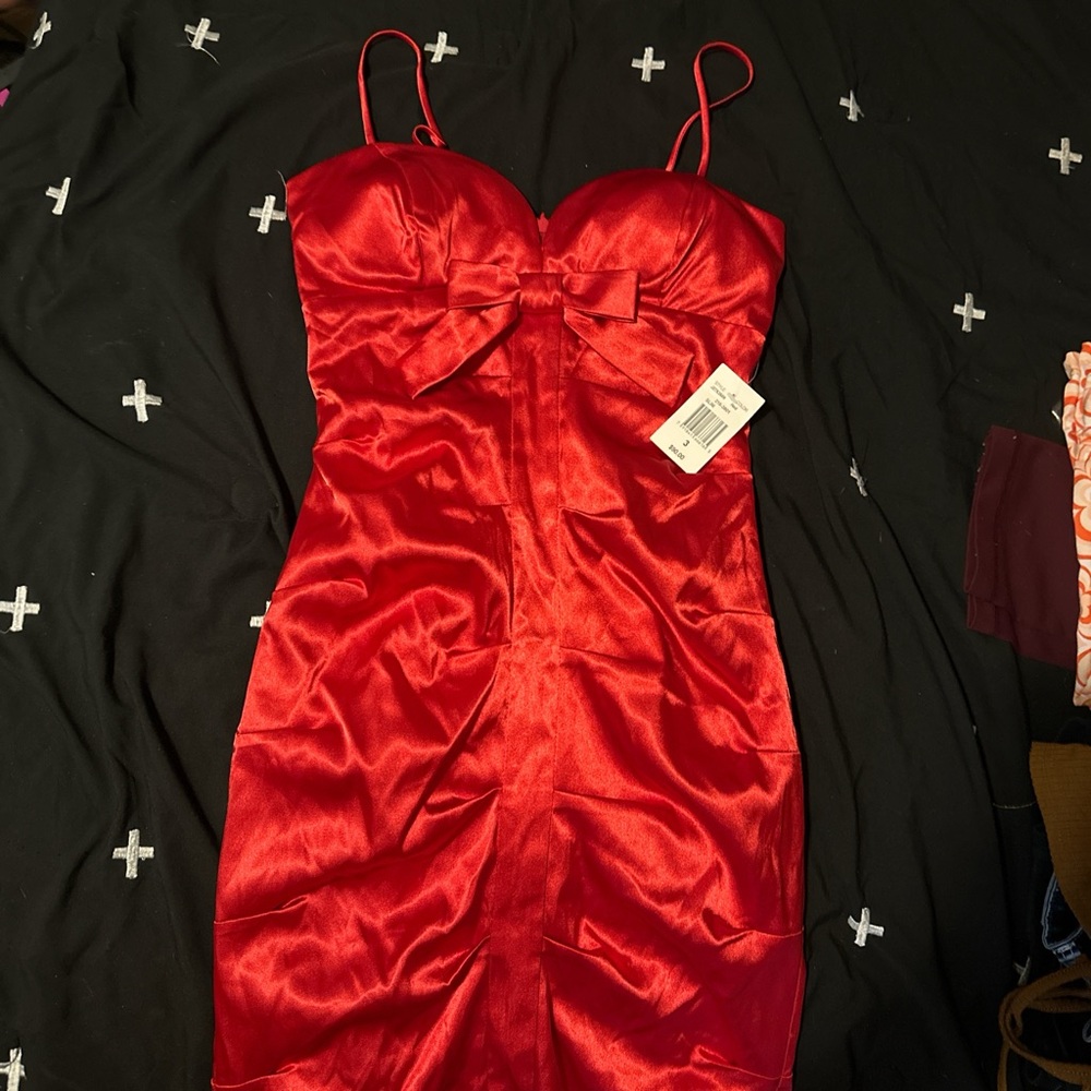 Elegant Red Satin Dress